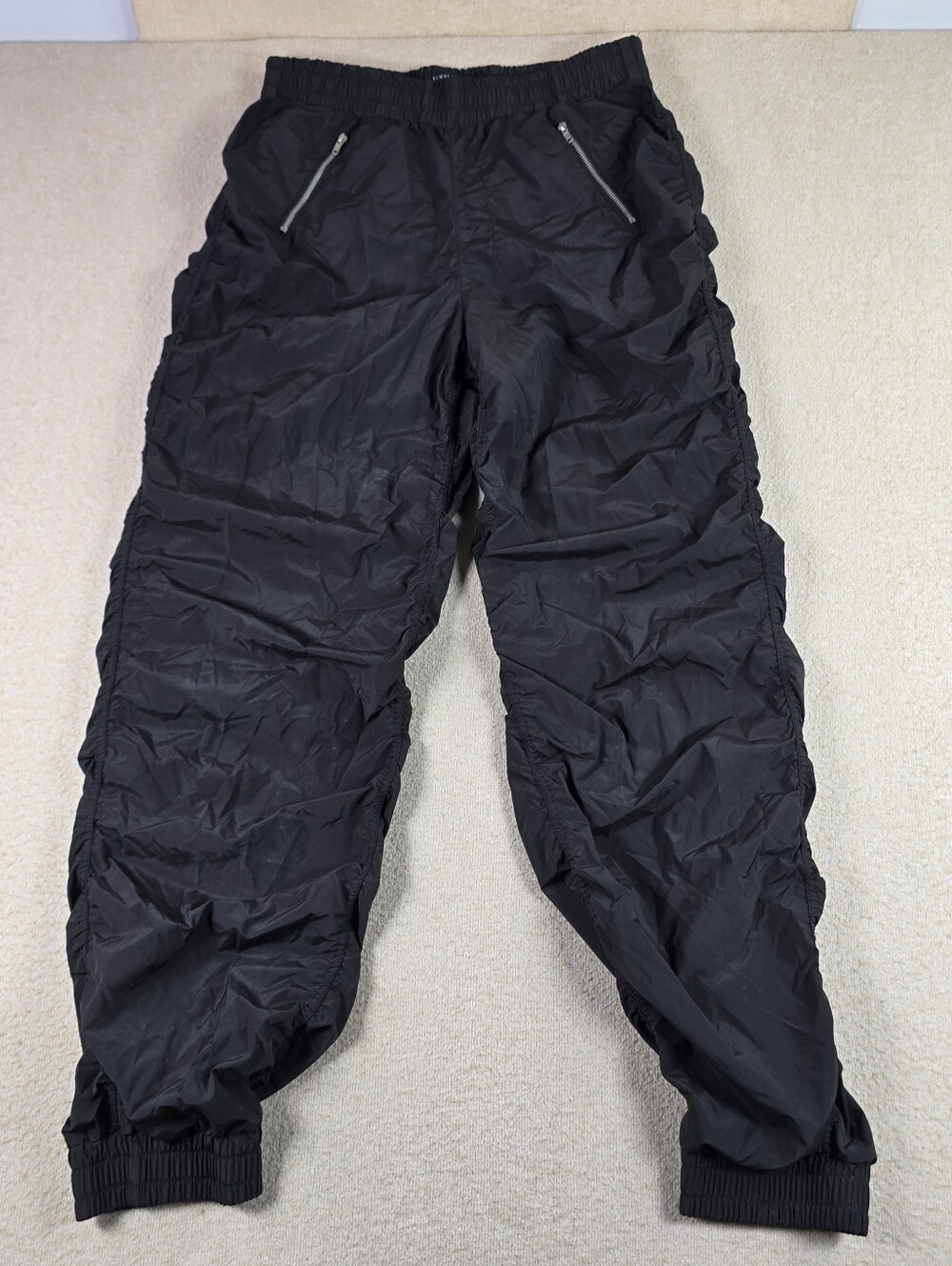 Almost Famous Jogger Pants Womens L Black Nylon Elastic Waist Streetwear